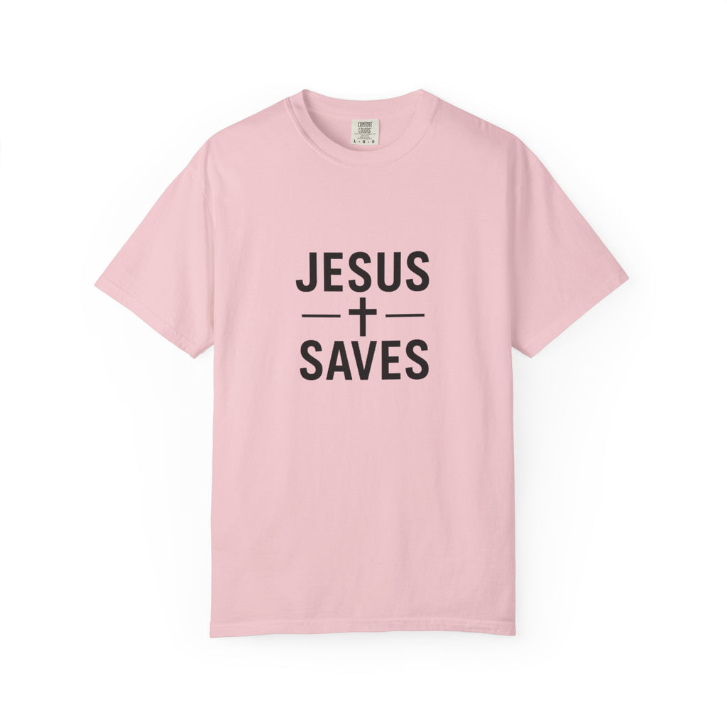 Jesus Saves Christian T-Shirt - Garment Dyed Gospel Faith Tee