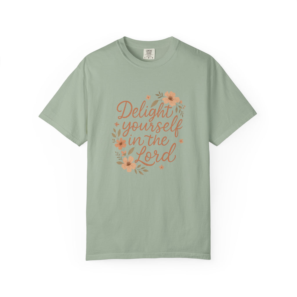 Delight Yourself in the Lord Christian T-Shirt - Psalm 37:4 Floral Comfort Colors Tee