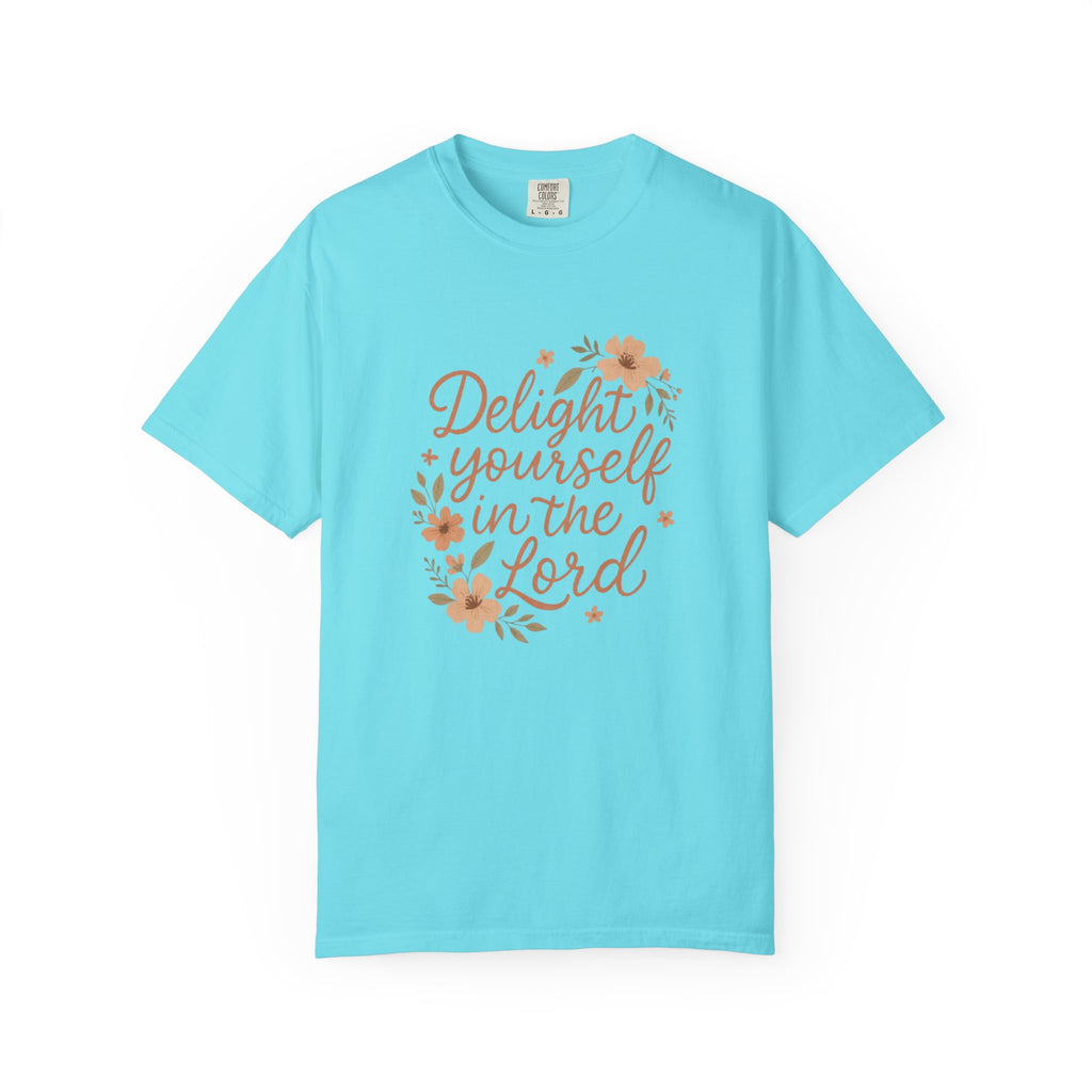Delight Yourself in the Lord Christian T-Shirt - Psalm 37:4 Floral Comfort Colors Tee