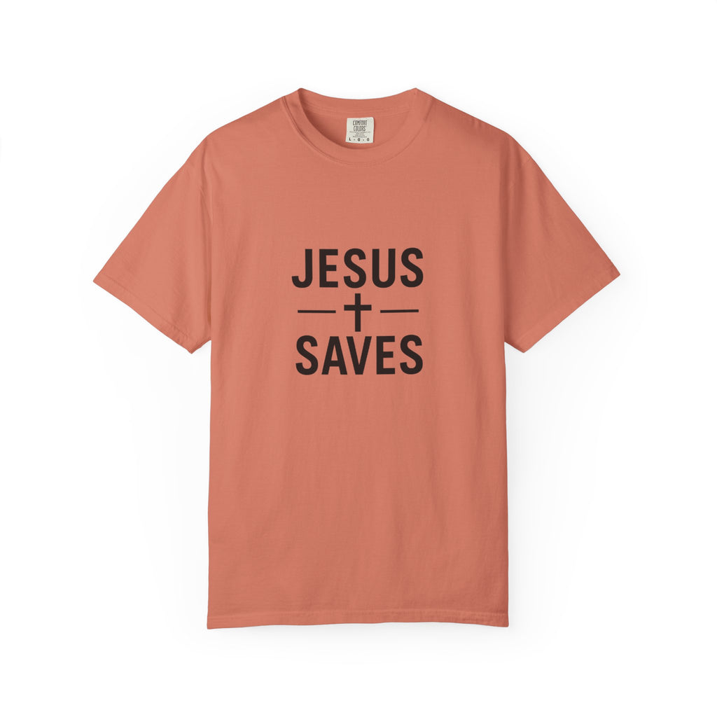 Jesus Saves Christian T-Shirt - Garment Dyed Gospel Faith Tee