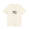 Beige t-shirt with 'AMOR DIVINO' text on a white background