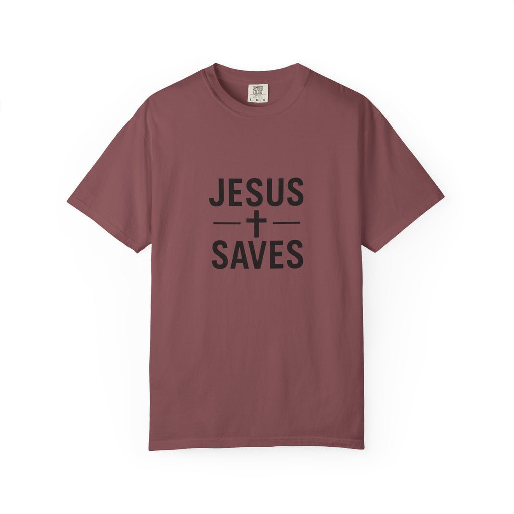 Jesus Saves Christian T-Shirt - Garment Dyed Gospel Faith Tee