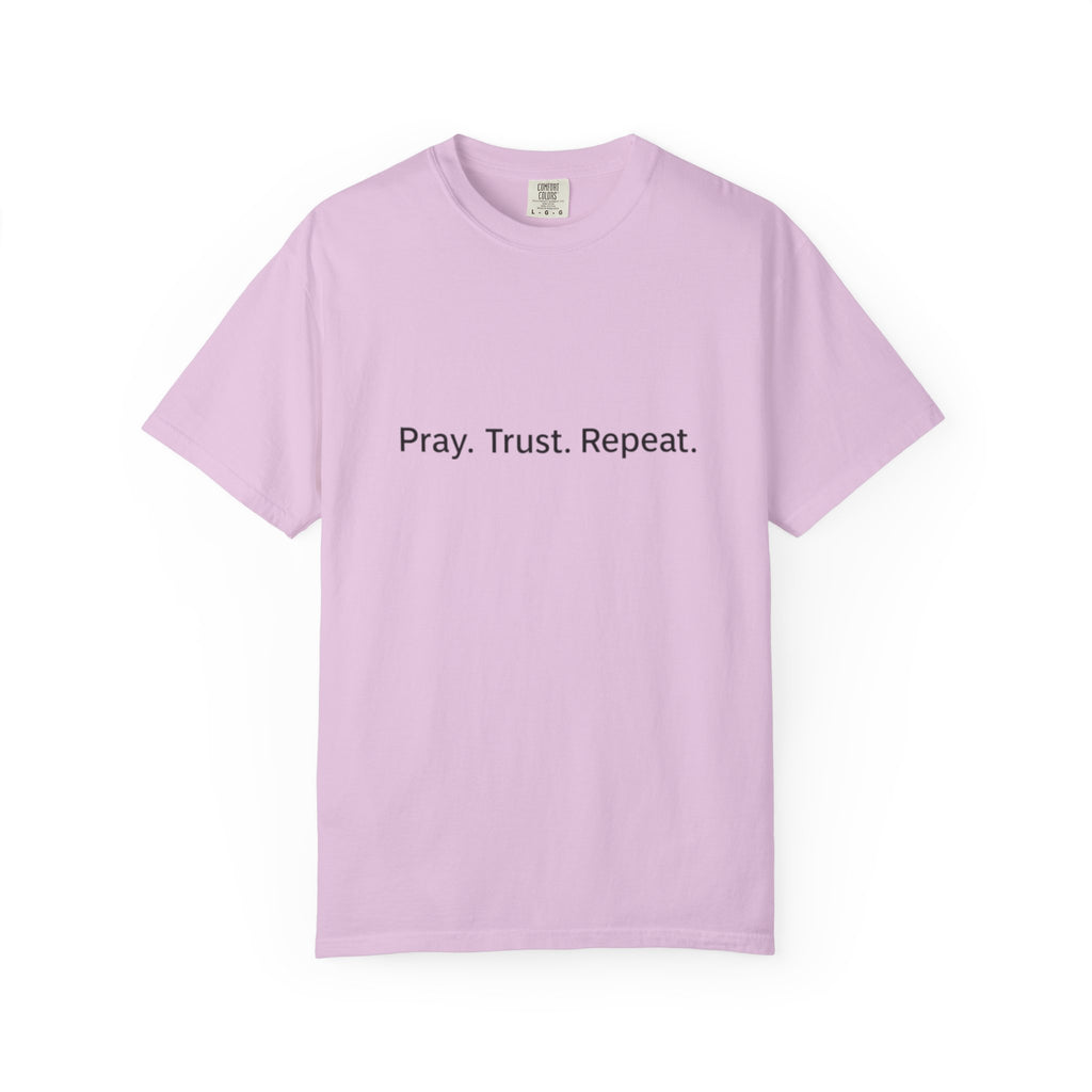 Pray Trust Repeat Christian T-Shirt - Faith Rhythm Tee