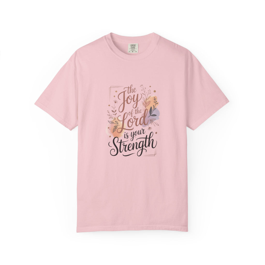 Joy of the Lord Christian T-Shirt - Nehemiah 8:10 Floral Faith Tee