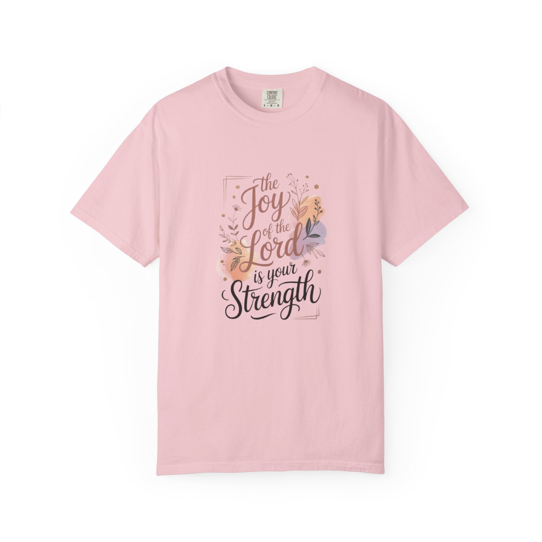 Joy of the Lord Christian T-Shirt - Nehemiah 8:10 Floral Faith Tee