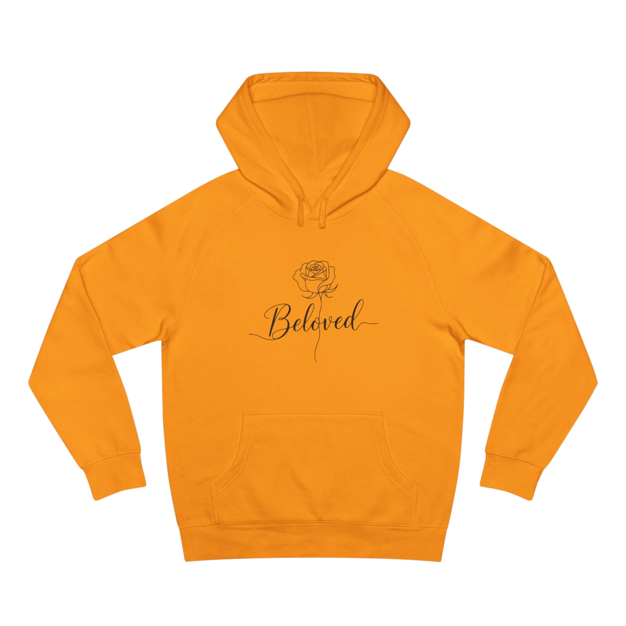 Beloved Rose Hoodie — Minimal Script Floral Pullover Sweatshirt