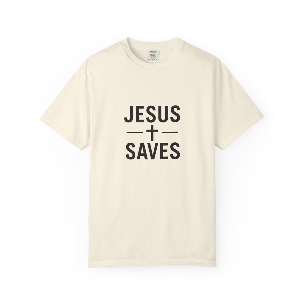 Jesus Saves Christian T-Shirt - Garment Dyed Gospel Faith Tee