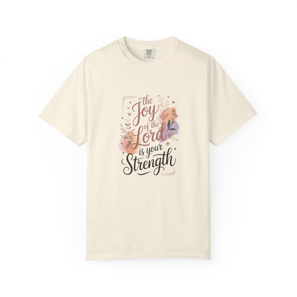 Joy of the Lord Christian T-Shirt - Nehemiah 8:10 Floral Faith Tee