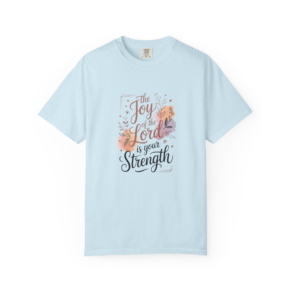 Joy of the Lord Christian T-Shirt - Nehemiah 8:10 Floral Faith Tee