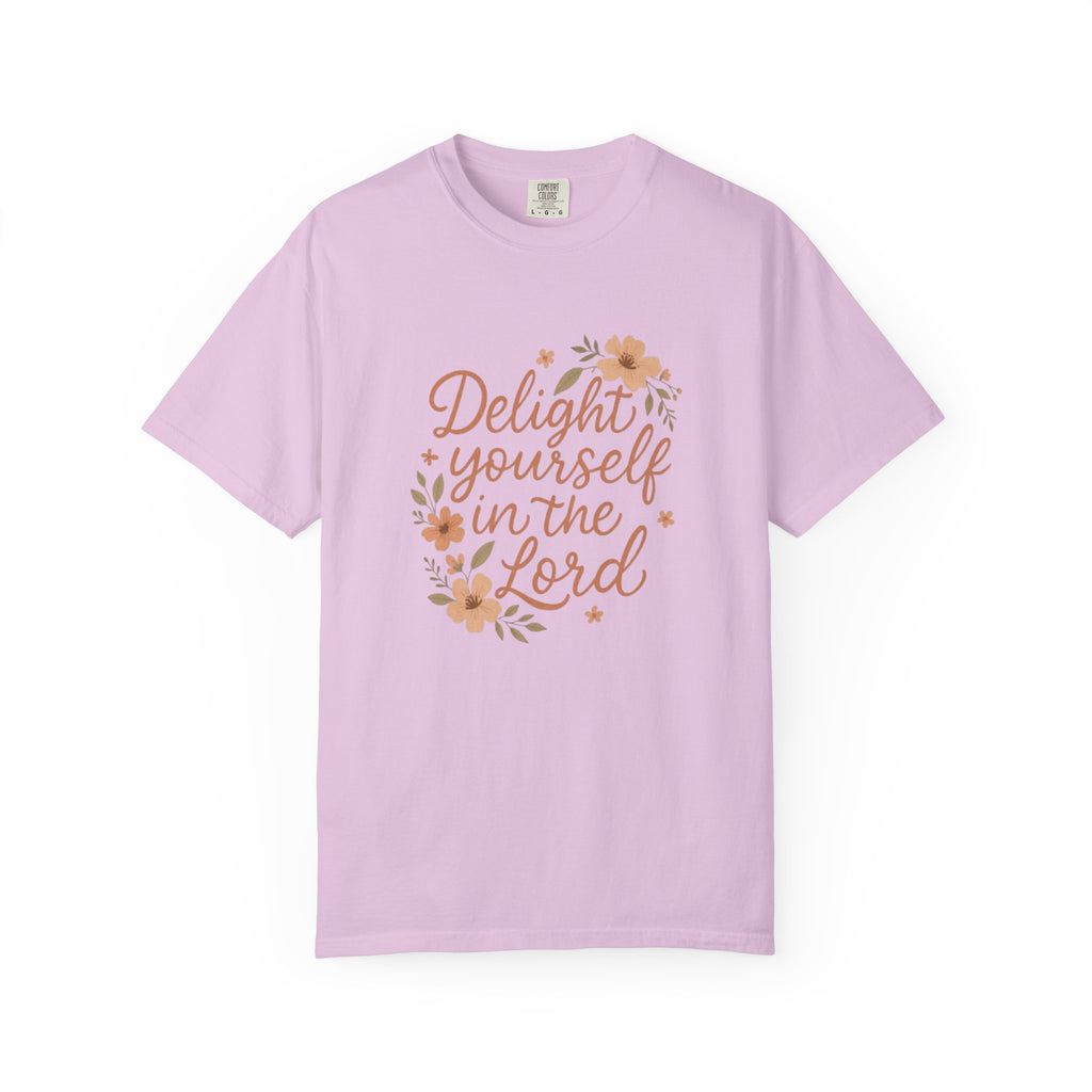 Delight Yourself in the Lord Christian T-Shirt - Psalm 37:4 Floral Comfort Colors Tee