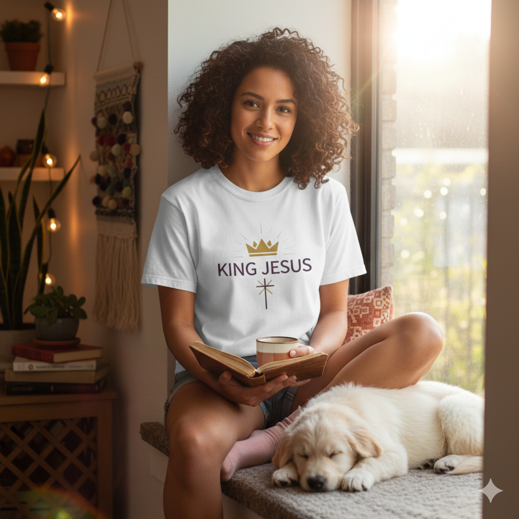 King Jesus T-Shirt — Crown & Cross Christian Faith Tee