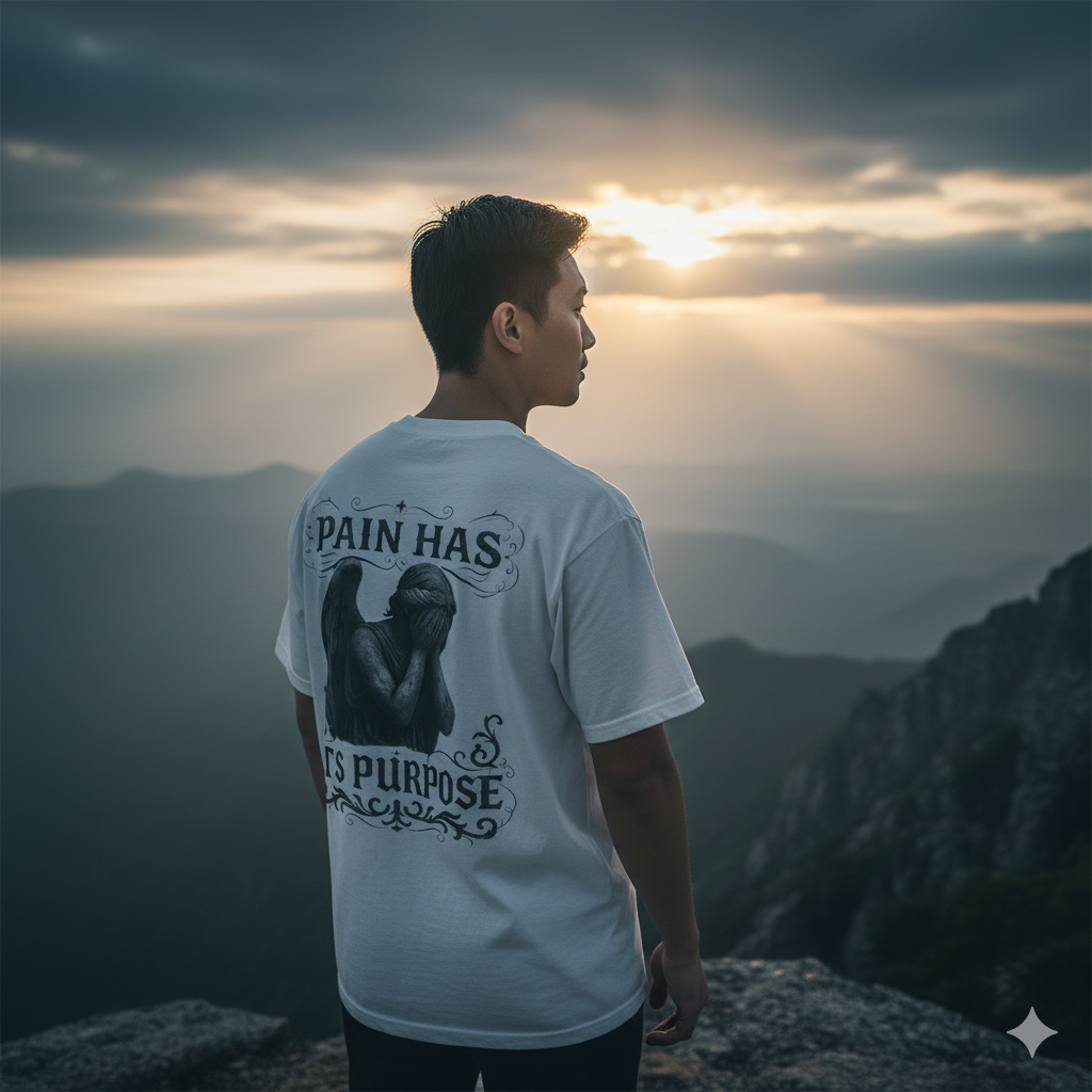 'Pain Has Its Purpose' Angel Illustration Tee