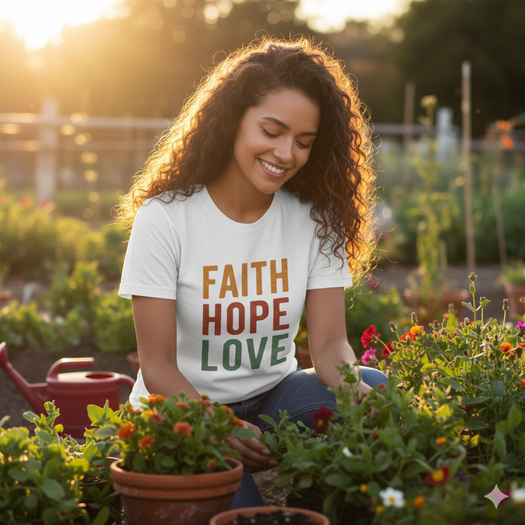 Faith Hope Love T-Shirt — Inspirational Christian Graphic Tee