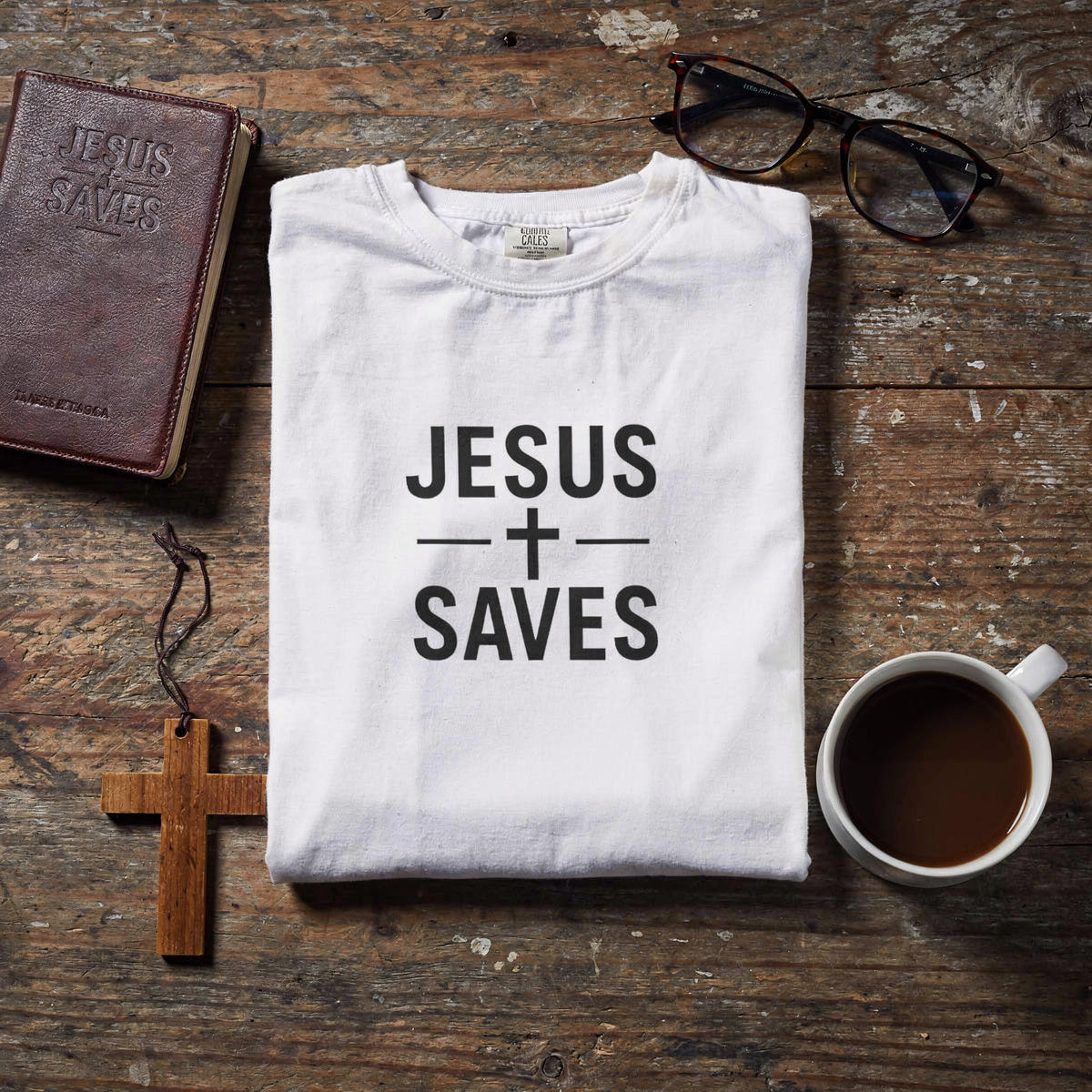 Jesus Saves T-Shirt — Minimal Christian Faith Tee