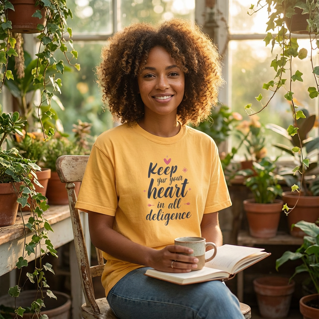 Keep Your Heart in All Diligence T-Shirt — Inspirational Faith Graphic Tee