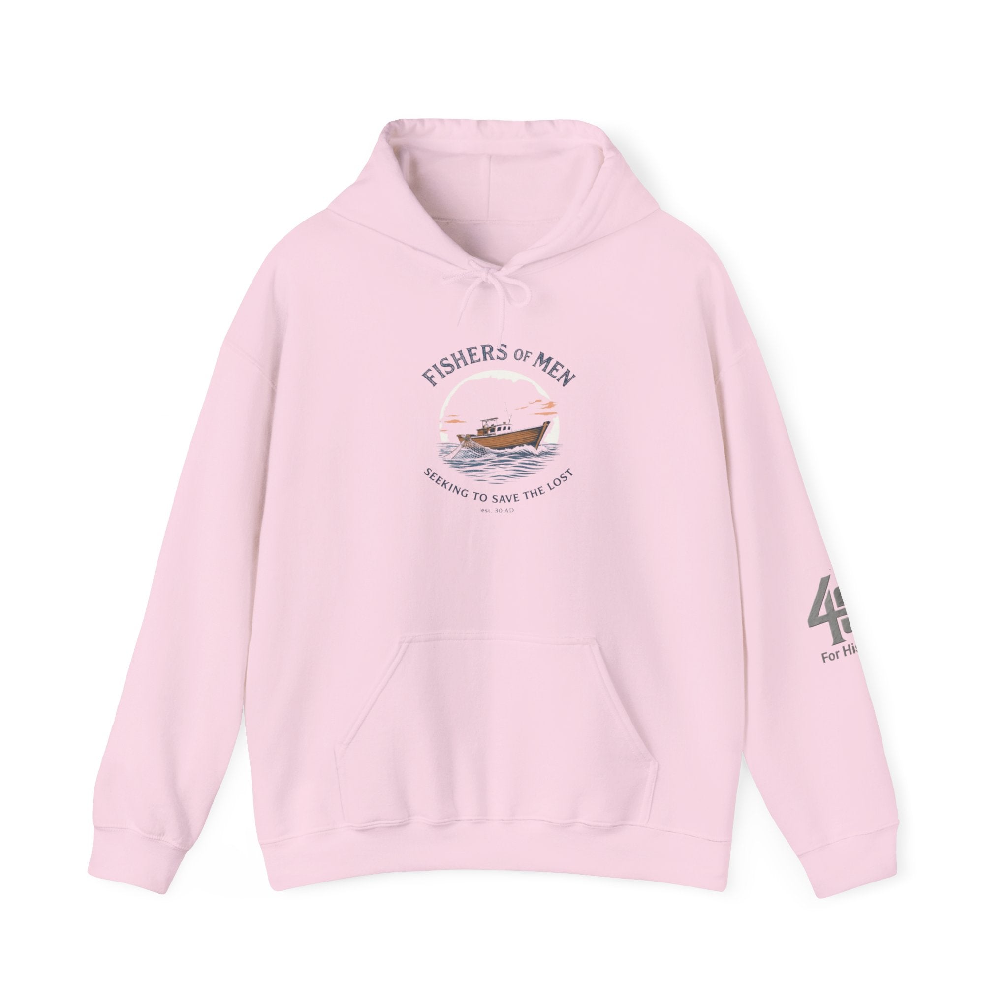 Pink hoodie with graphic design on a white background