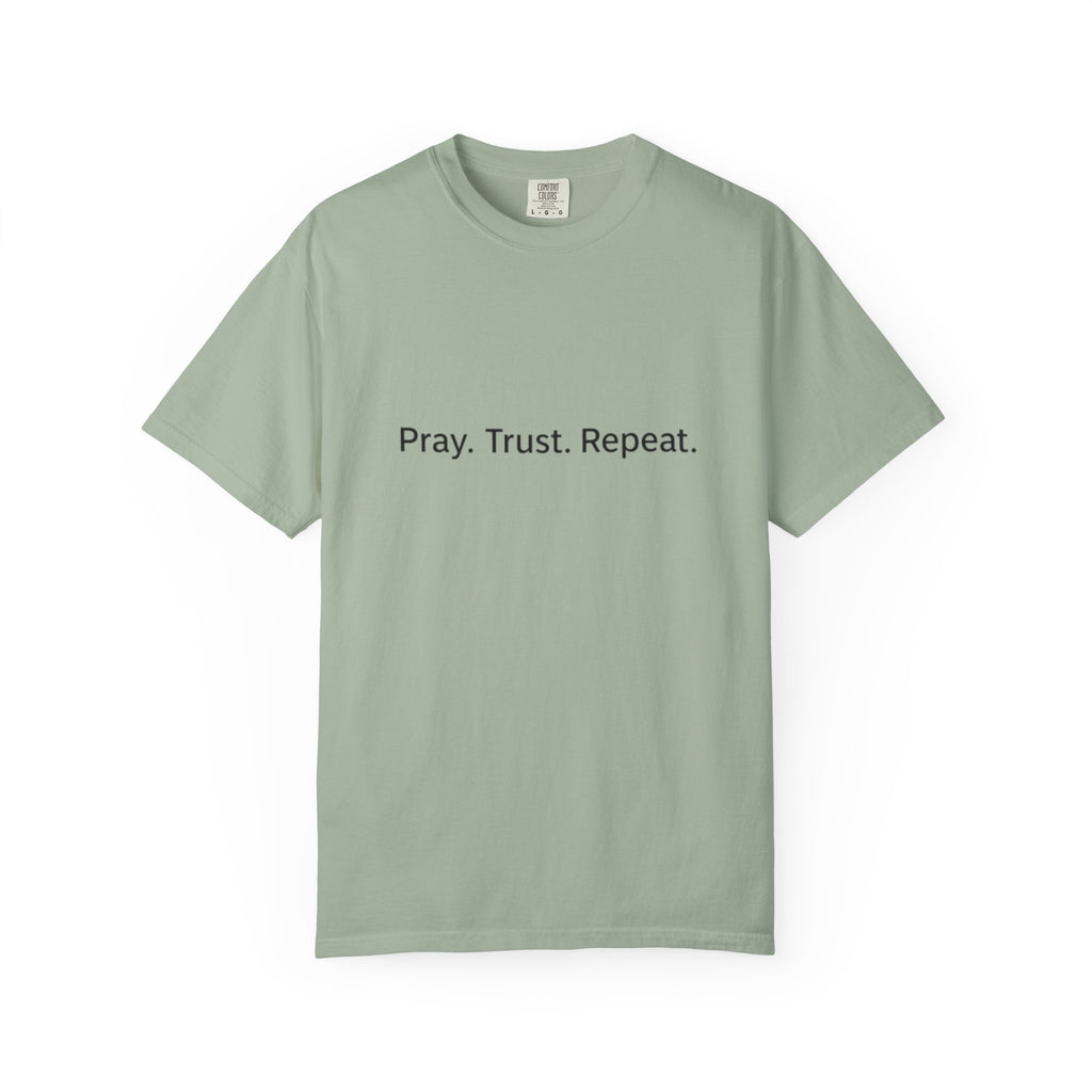 Pray Trust Repeat Christian T-Shirt - Faith Rhythm Tee