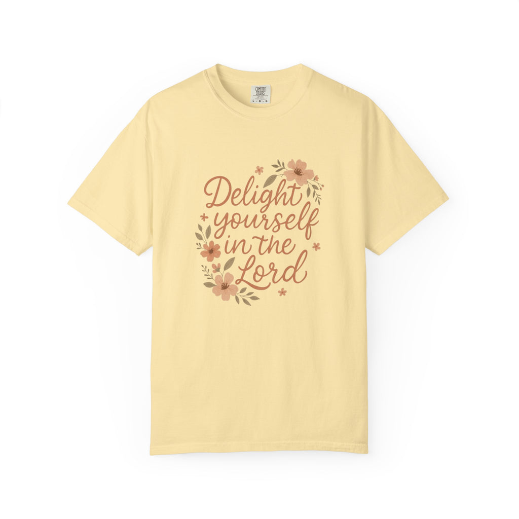 Delight Yourself in the Lord Christian T-Shirt - Psalm 37:4 Floral Comfort Colors Tee