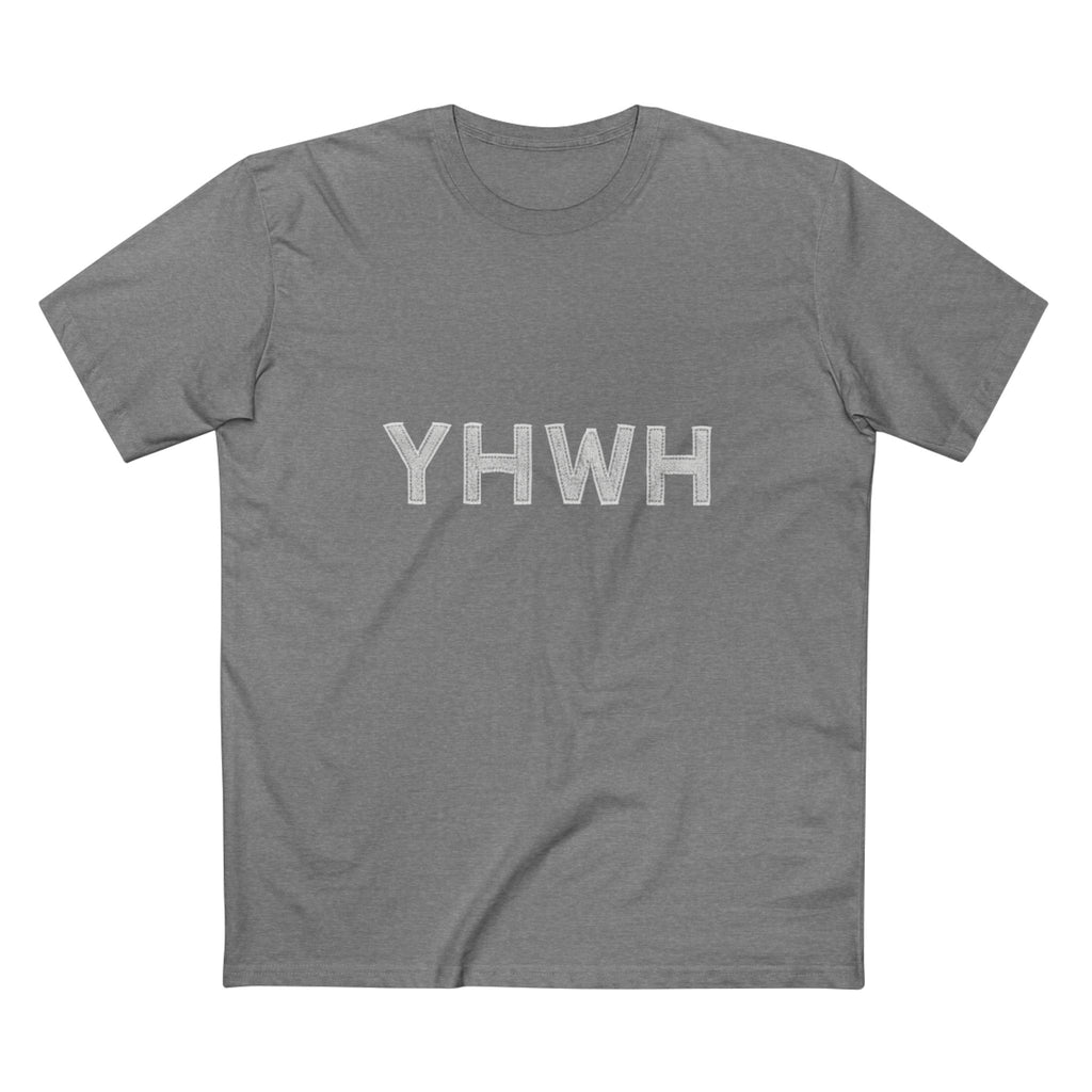 HWH Tee in Athletic Heather — front view showing sacred Hebrew name of God design, Exodus 3:14 faith tee by 4HG