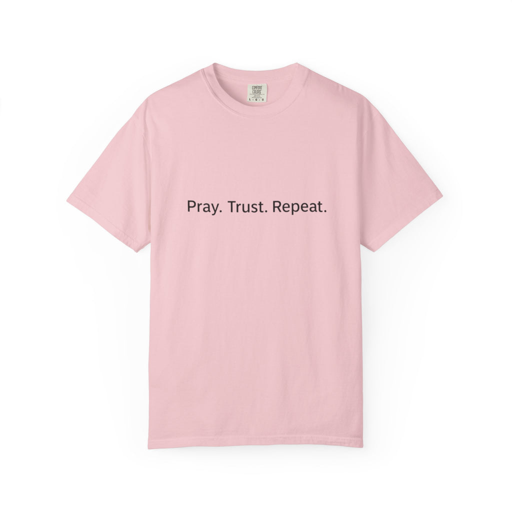 Pray Trust Repeat Christian T-Shirt - Faith Rhythm Tee