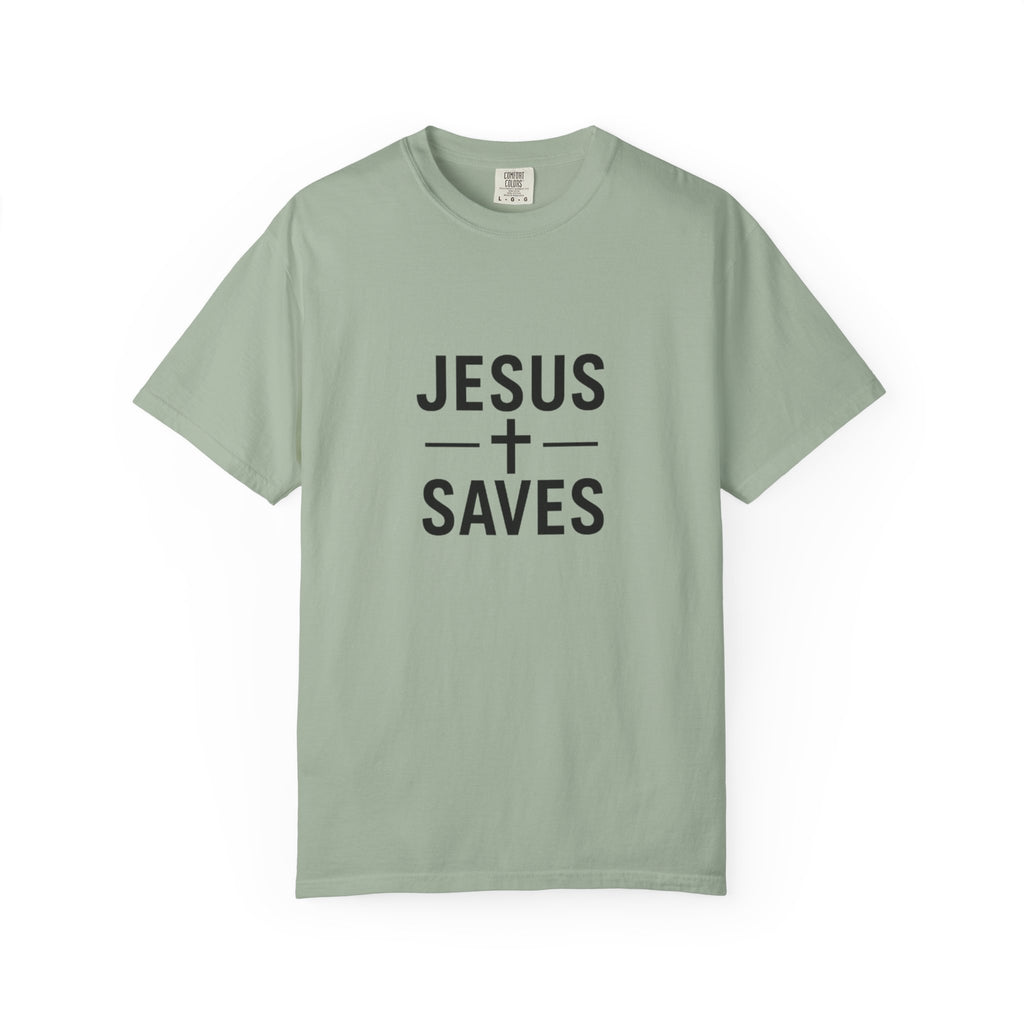 Jesus Saves Christian T-Shirt - Garment Dyed Gospel Faith Tee
