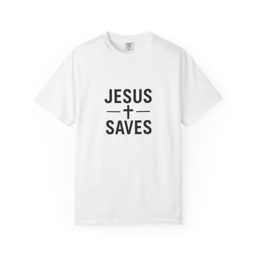 Jesus Saves Christian T-Shirt - Garment Dyed Gospel Faith Tee