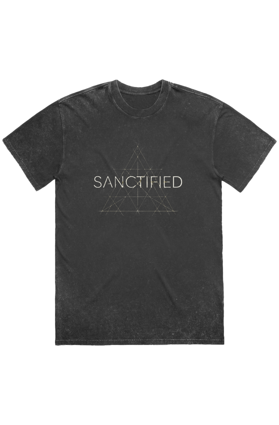 Sanctified Stone Wash Heavy Tee in Black Stone — product view showing oversized boxy silhouette and vintage stone wash finish, premium heavyweight Christian tee by 4HG