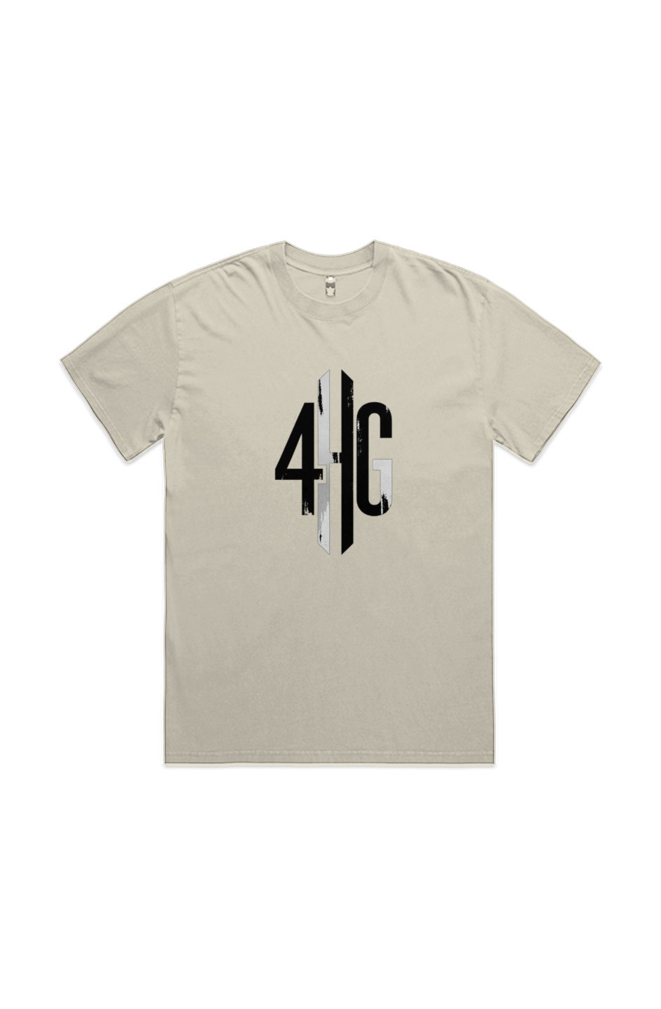 Redemption Gothic faded ecru heavy tee – front view, premium garment-dyed Christian t-shirt