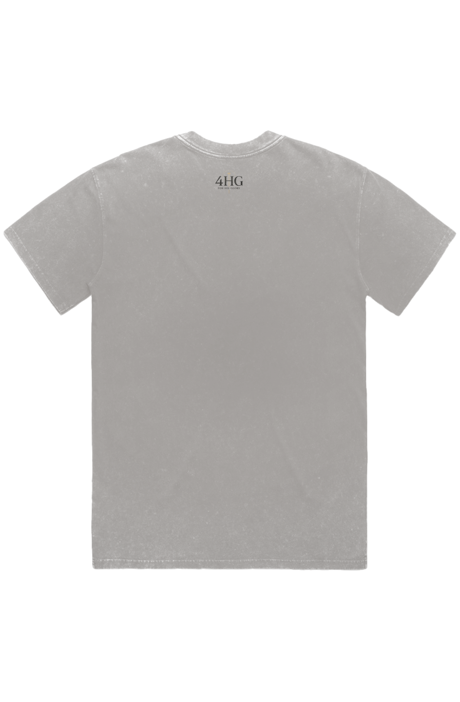 Eternal God Stone Wash Heavy Tee in Grey Stone — back view showing Psalm 90:2 design detail, stone wash heavy Christian tee by 4HG
