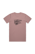 Forgiven Men's Staple Faded Tee in Faded Rose — front view showing black Forgiven graphic, garment-washed Christian tee by 4HG