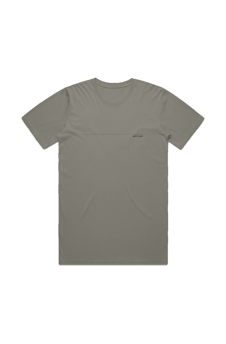 Glory to God Men's Staple Faded Tee in Faded Dust — front view showing Psalm 115:1 Soli Deo Gloria scripture graphic, garment-dyed Christian tee by 4HG