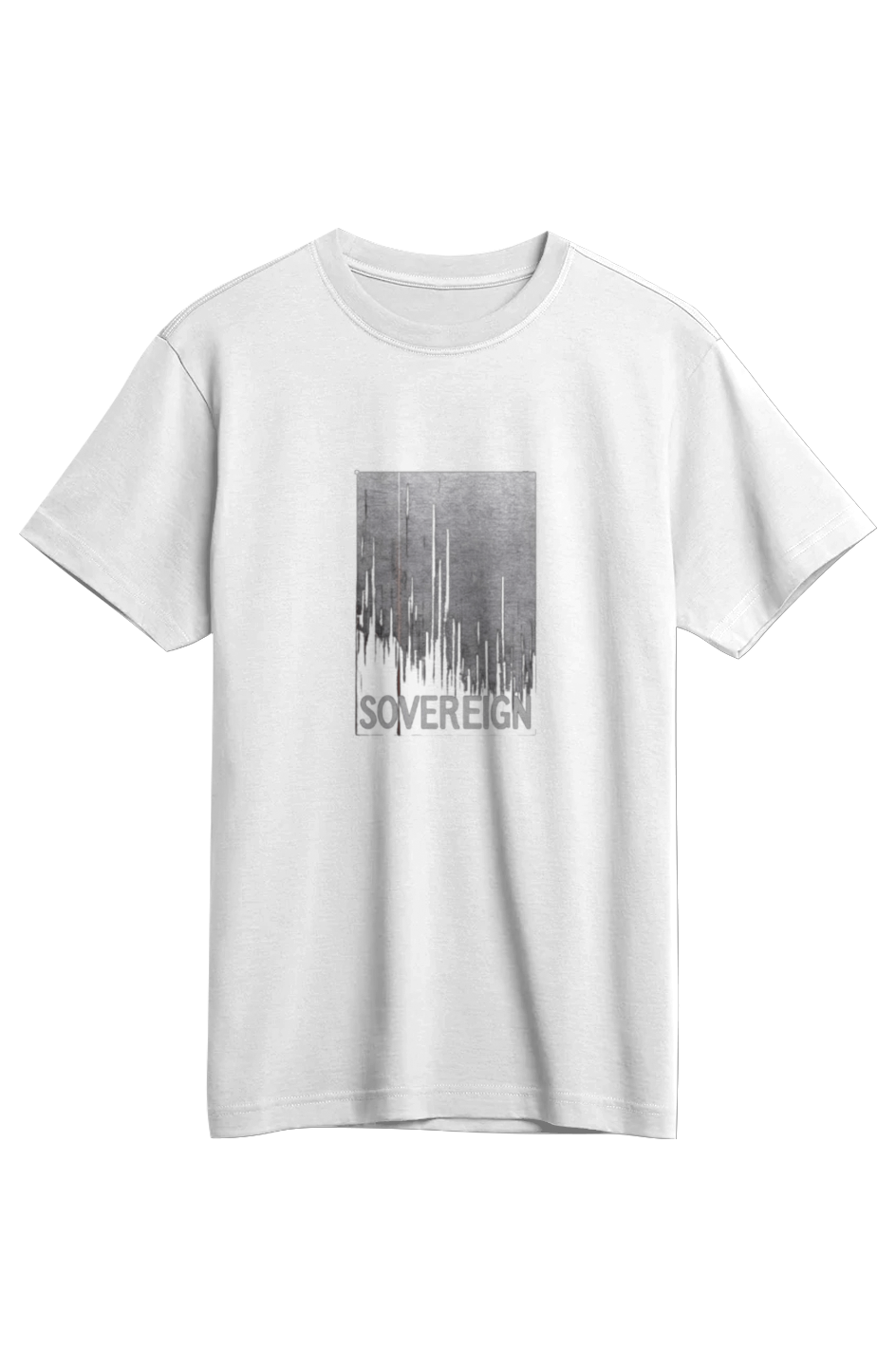 Sovereign Supima Tee in White — back view showing Isaiah 46:10 God's sovereignty scripture design, premium Supima cotton Christian tee by 4HG