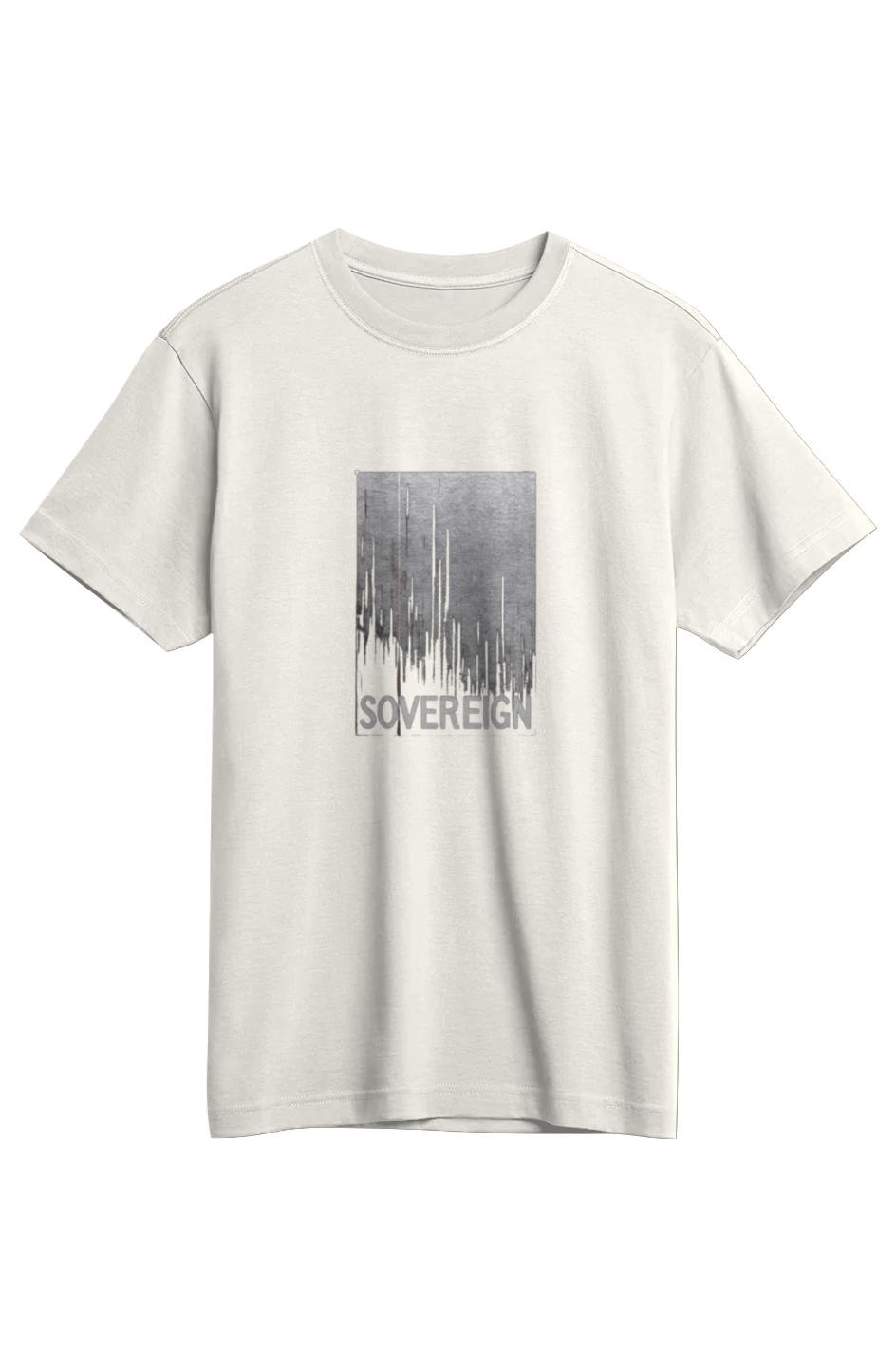 Sovereign Supima Tee in Natural — back view showing Isaiah 46:10 God's sovereignty scripture design, premium Supima cotton Christian tee by 4HG