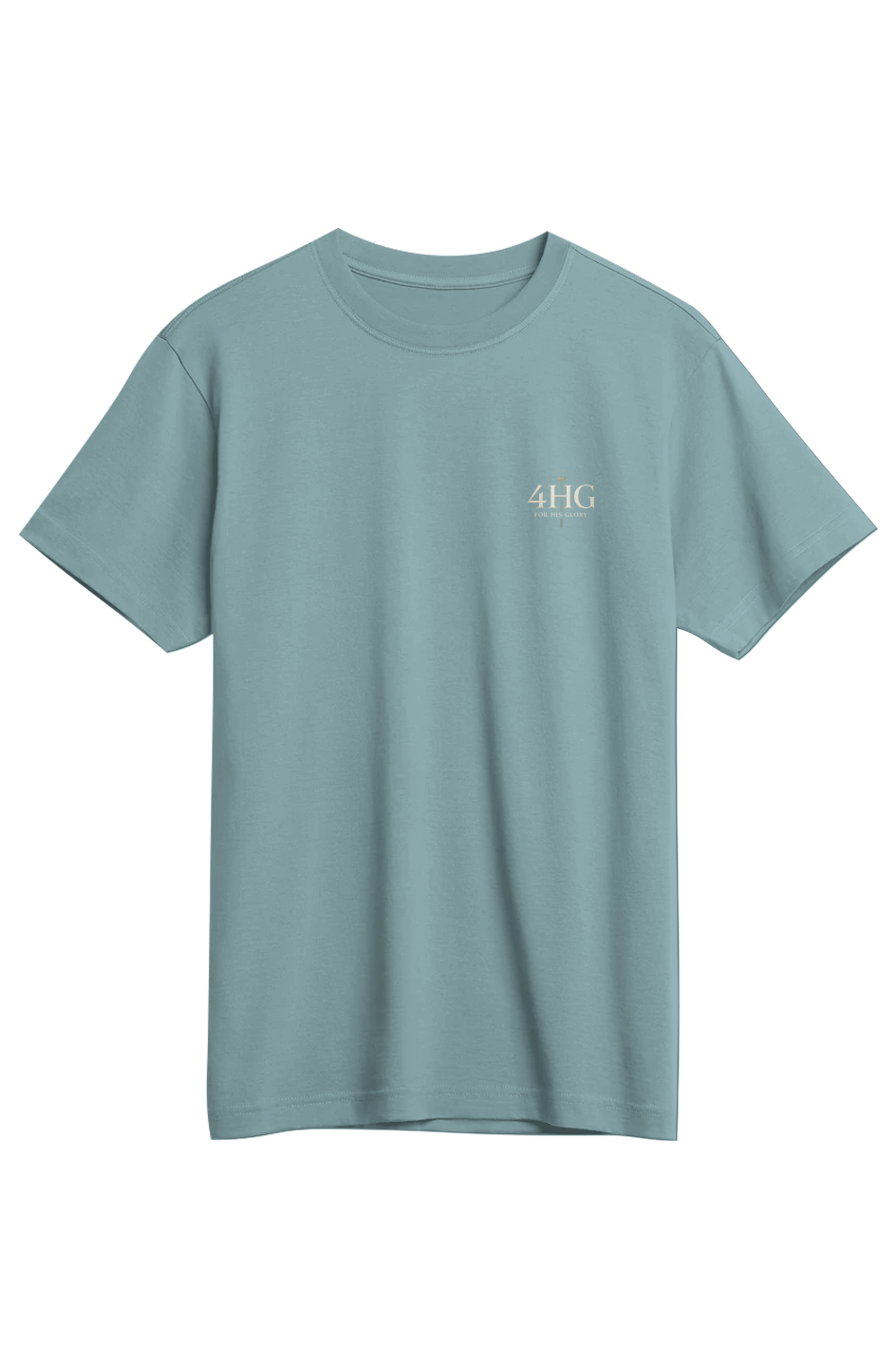 Transcendence Supima Tee in Baltic — front view, Isaiah 55:8-9 God's transcendence design, premium Supima cotton Christian tee by 4HG