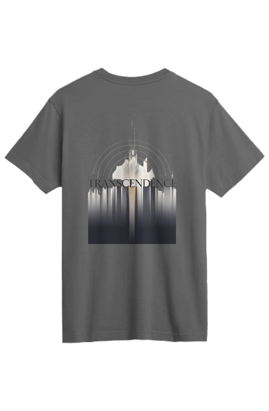 Transcendence Supima Tee in Slate — back view showing Isaiah 55:8-9 theology text, premium Supima cotton Christian tee by 4HG