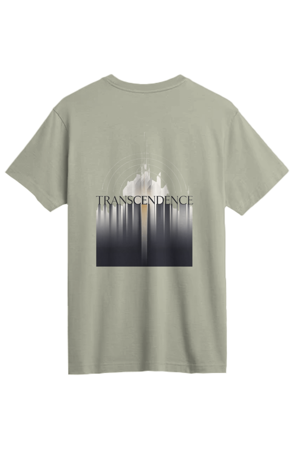 Transcendence Supima Tee in Meadow — back view showing Isaiah 55:8-9 theology text, premium Supima cotton Christian tee by 4HG