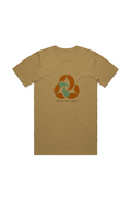 Trinity Men's Staple Faded Tee in Faded Mustard — front view showing Trinity scripture design, garment-dyed Christian tee by 4HG