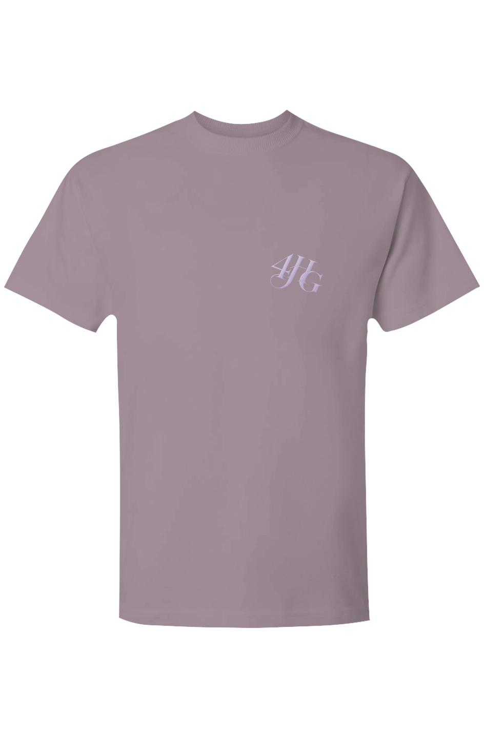 Dead to Sin Alive to God Super Heavyweight Tee in Smokey Violet — front view showing Romans 6:11 scripture graphic, 9 oz. oversized Christian tee by 4HG