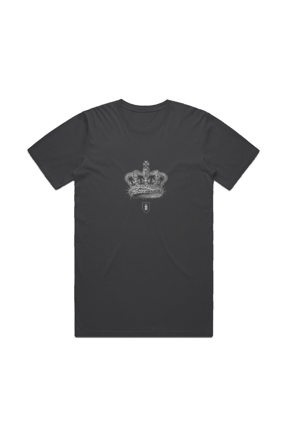 Lord of Lords Men's Faded Tee in Faded Black — front view showing King of Kings scripture graphic, garment-dyed Christian tee by 4HG