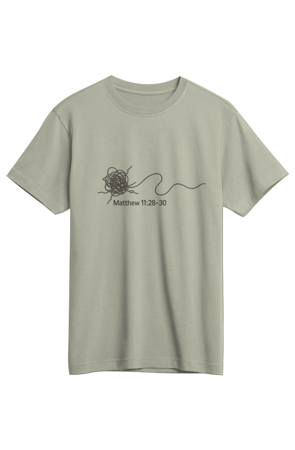 Rest Supima Tee in Meadow — flat product front view, Matthew 11:28 Rest gospel wordmark on 6oz SUPIMA® cotton, pre-shrunk toxin-free faith-based tee by 4HG