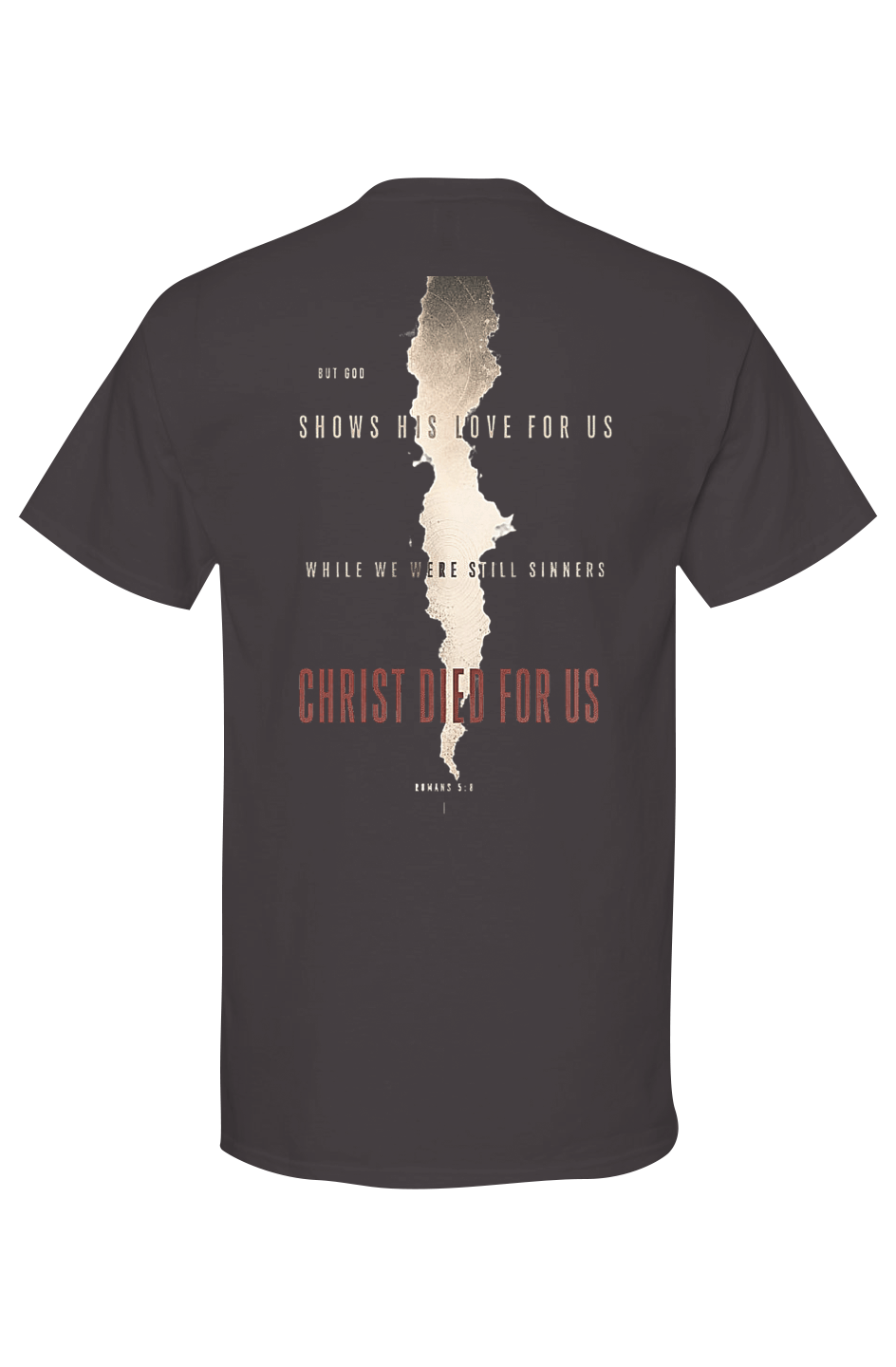 Romans 5:8 Mens Gold Soft Touch Tshirt
