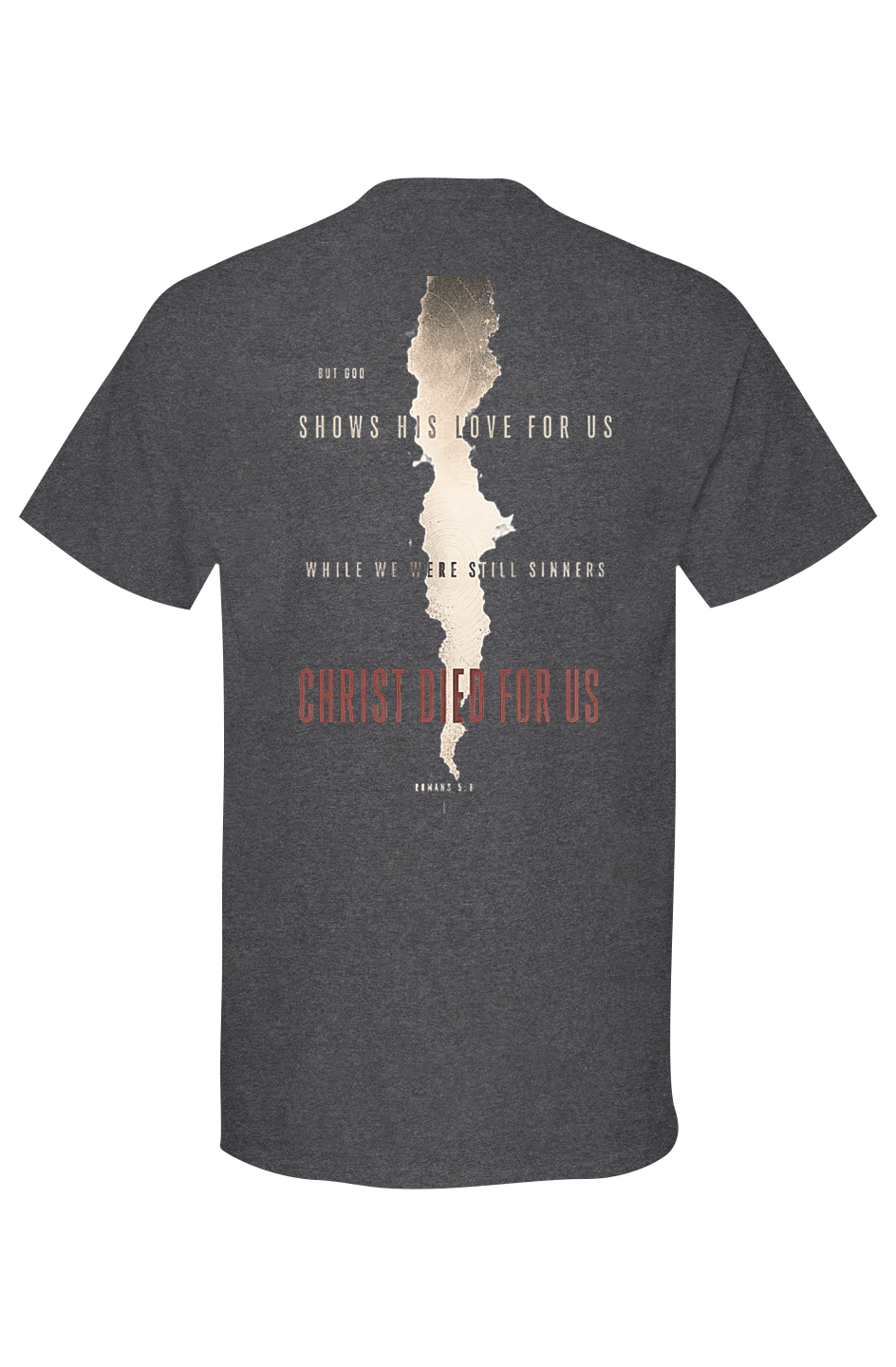 Romans 5:8 Mens Gold Soft Touch Tshirt