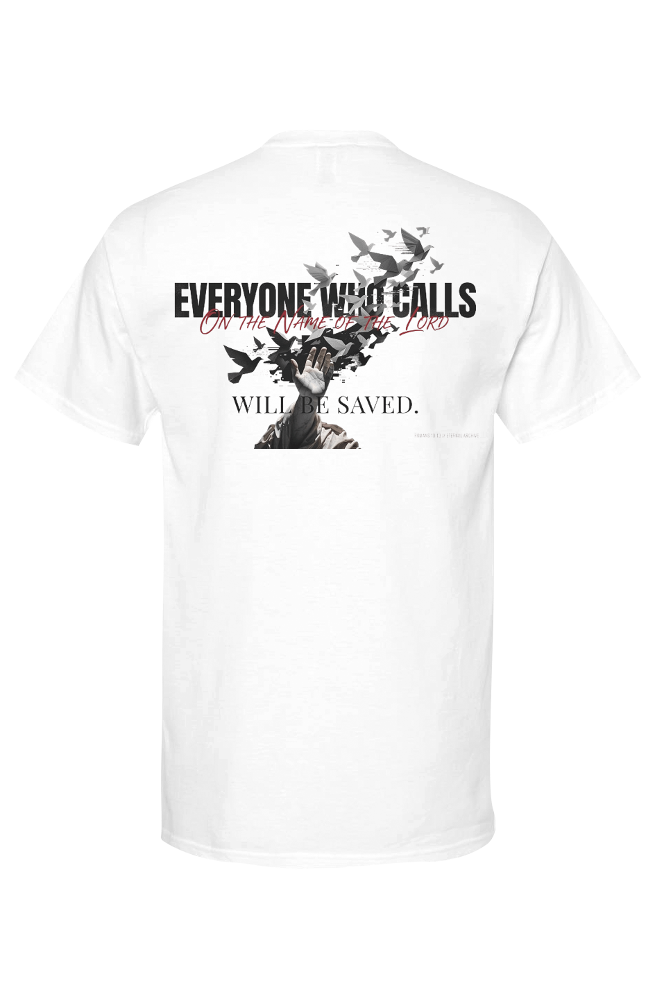 Romans 10:13 Mens Gold Soft Touch Tshirt