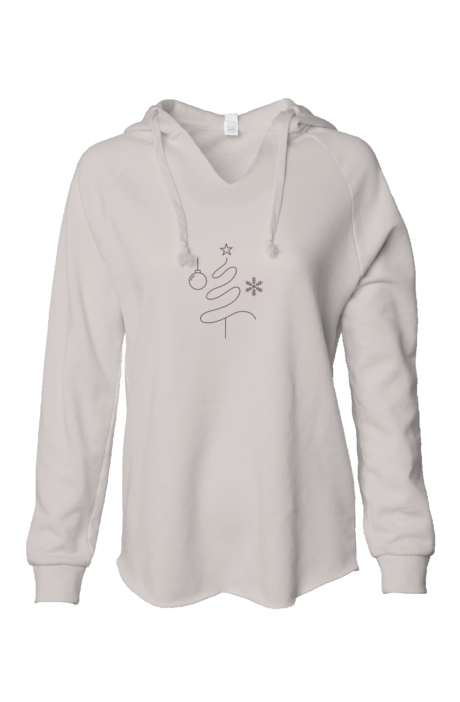 Christmas Tree Womens Lightweight Wash Hooded Sweatshirt