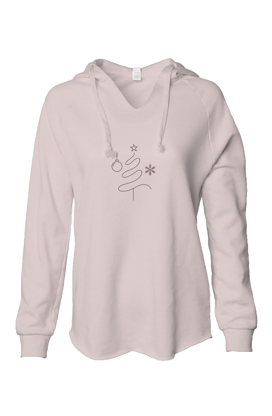 Christmas Tree Womens Lightweight Wash Hooded Sweatshirt