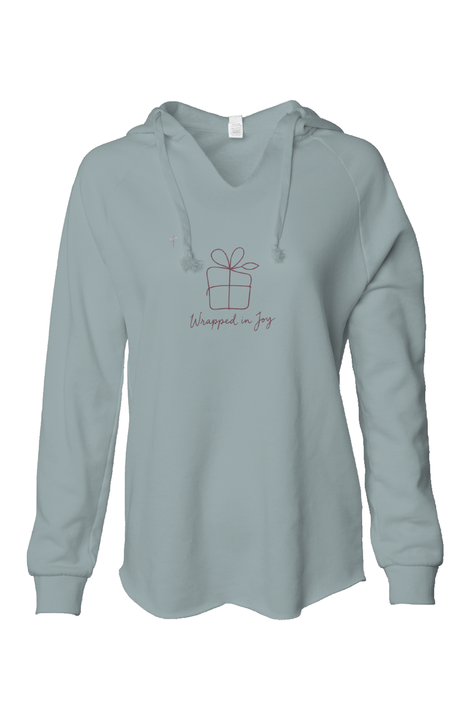 Wrapped In Joy Womens Lightweight Wash Hooded Sweatshirt