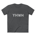 YHWH Tee in Charcoal — front view showing sacred Hebrew name of God design, Exodus 3:14 faith tee by 4H