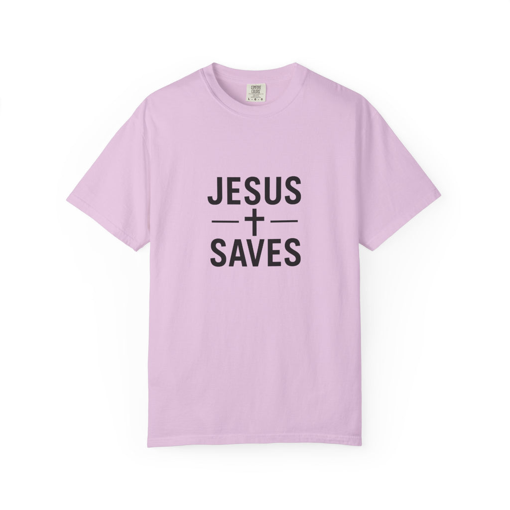 Jesus Saves Christian T-Shirt - Garment Dyed Gospel Faith Tee