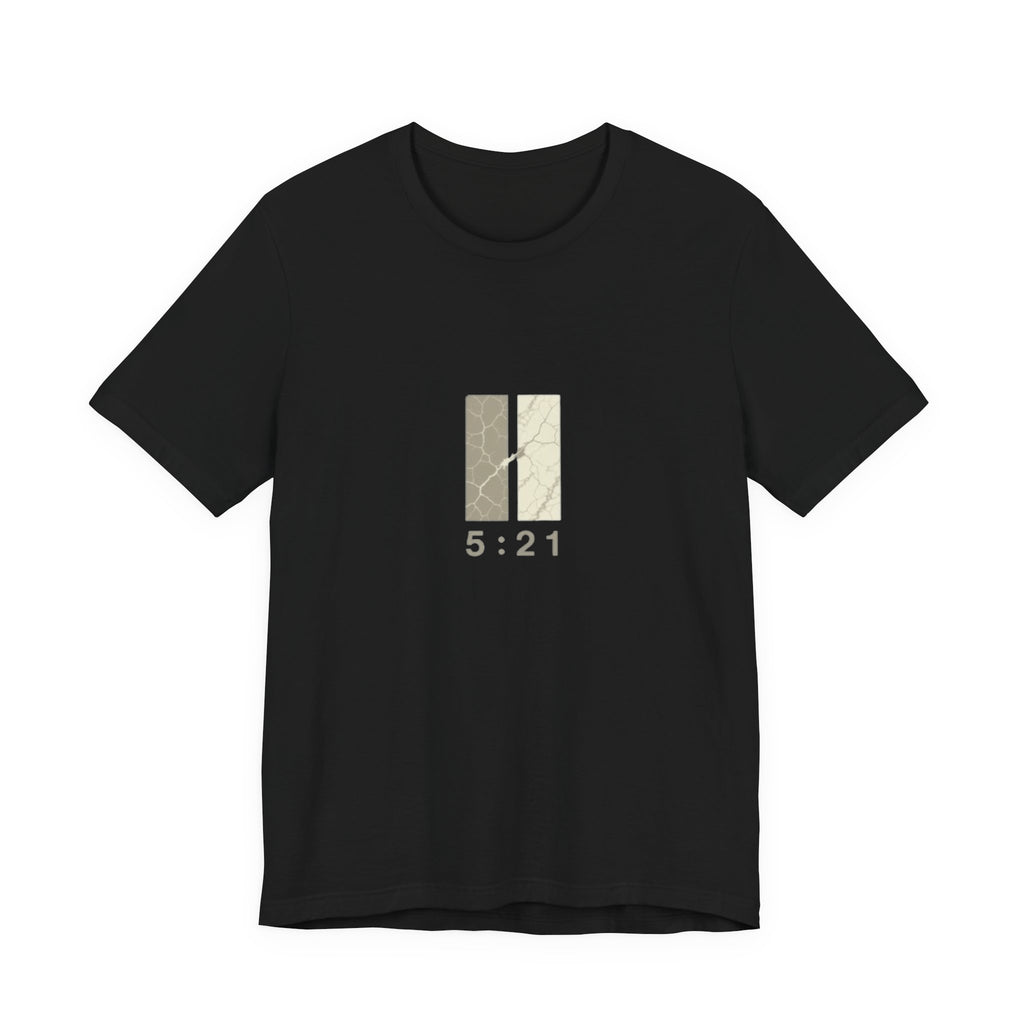 The Great Exchange 2 Corinthians 5:21 Tee in Black — front view showing Great Exchange gospel graphic, Christian faith tee by 4HG