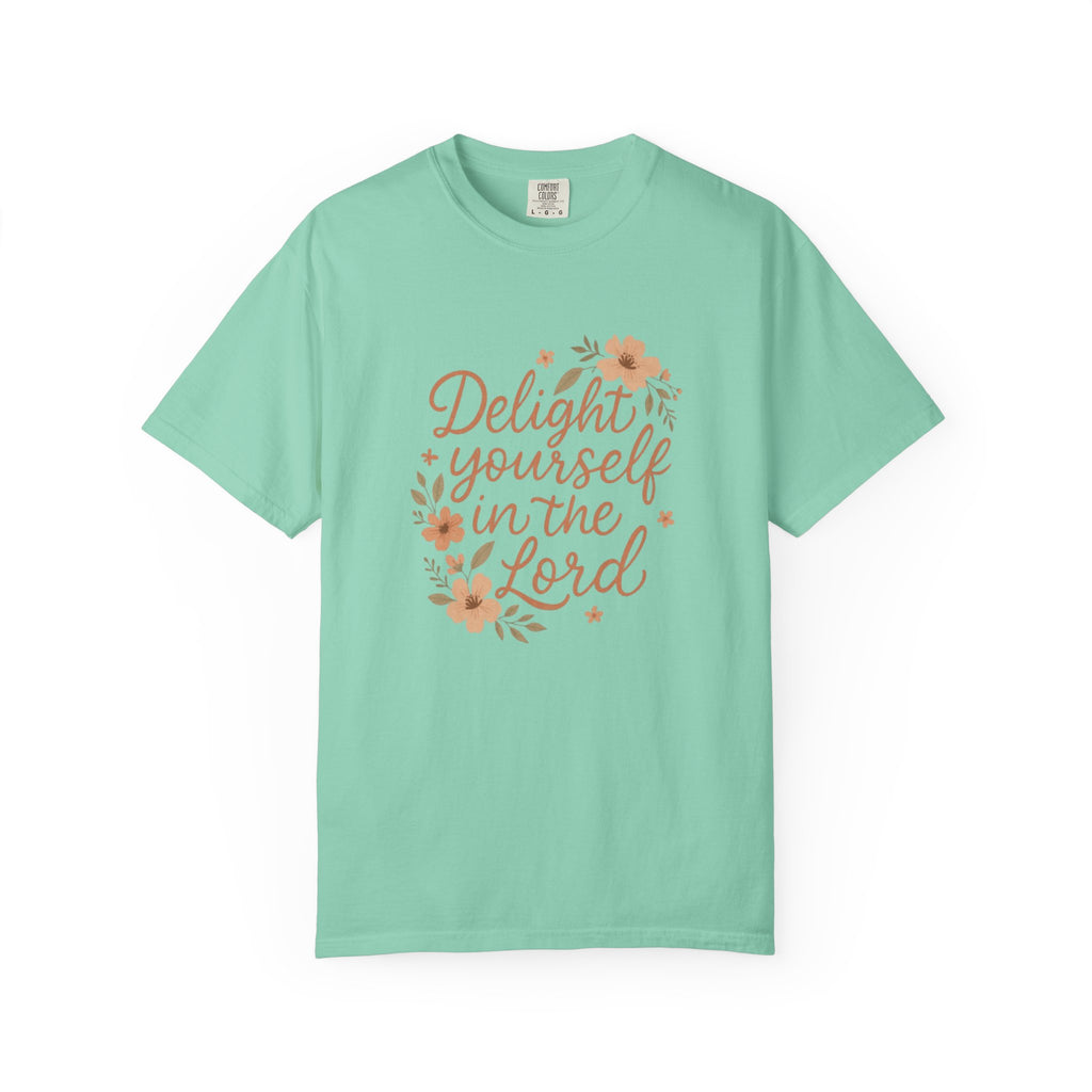 Delight Yourself in the Lord Christian T-Shirt - Psalm 37:4 Floral Comfort Colors Tee